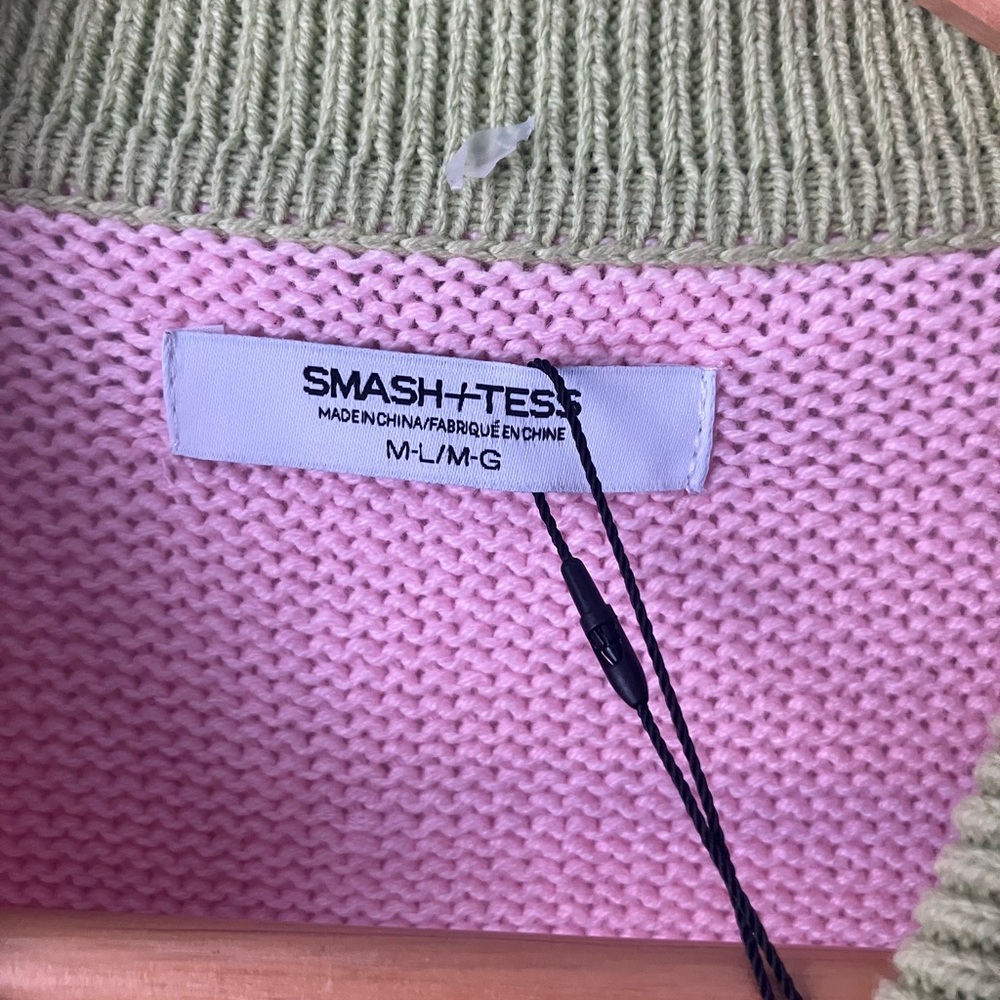 NEW Smash + Tess Cameron Sweater Top Pink and Green Women's Size Medium Large - Picture 7 of 9